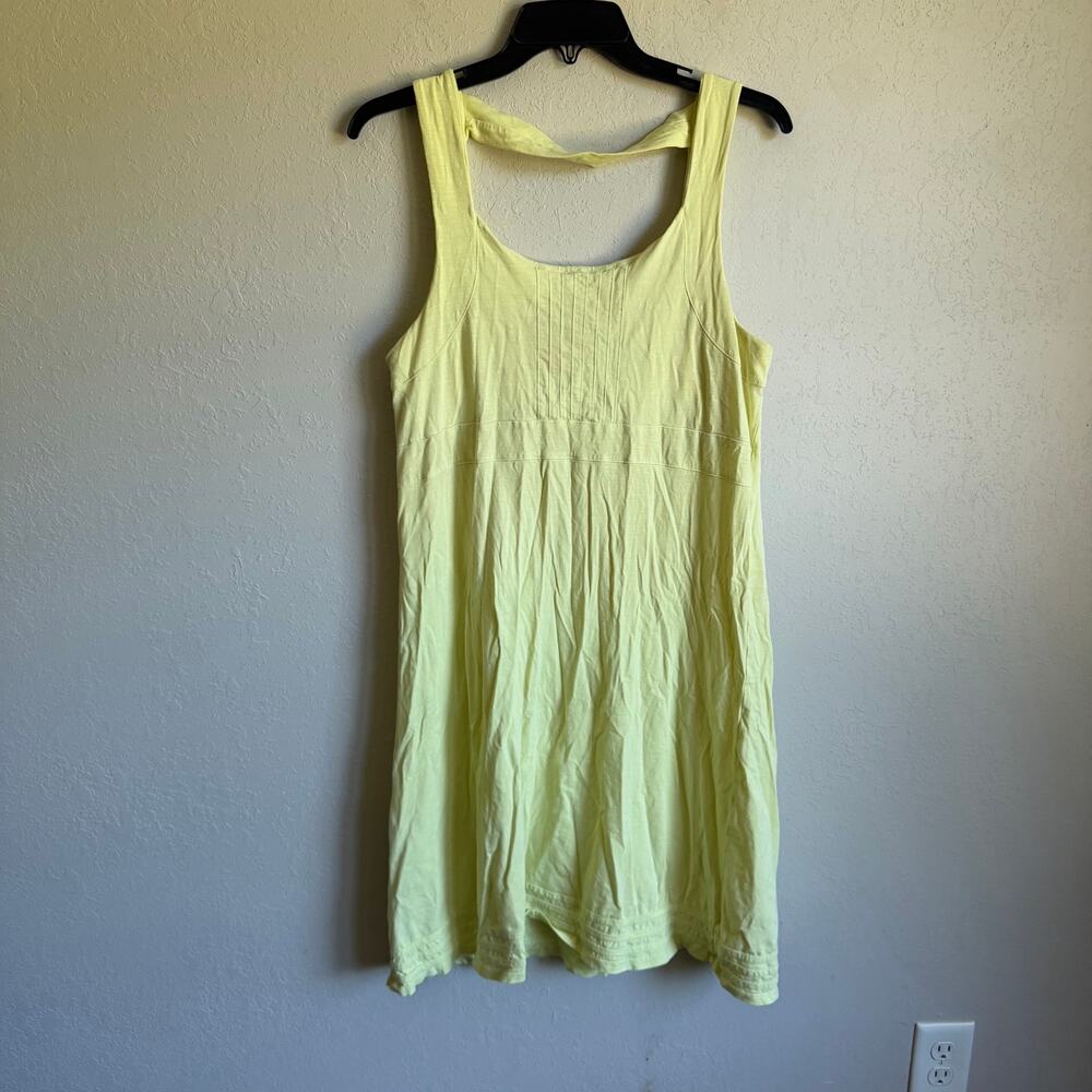 Horny Toad Chartreuse Yellow Organic Cotton Blend Summer Dress Womens L Casual